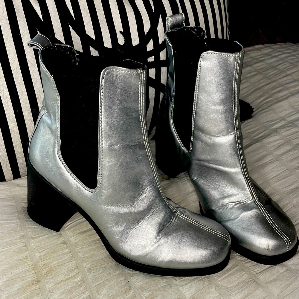 TopShop Metallic Silver boots